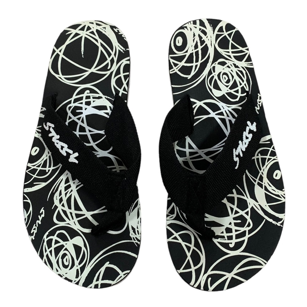 Vintage Stussy x Futura Black & White Atom Slip On Flip Flop Sandal Slides Sz 5